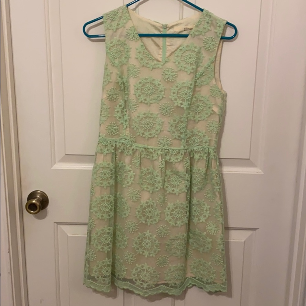 Mint lace mini dress